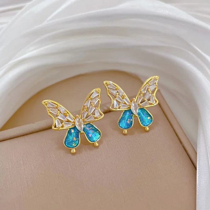 Conjunto Cristal Azul e Borboleta Vazada