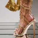 Sandália Luxo Crystal Gold