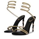 Sandália Tira no Tornozelo em Formato de Cobra