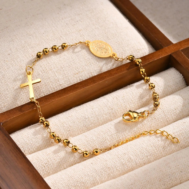 Pulseira Terço com Cruz